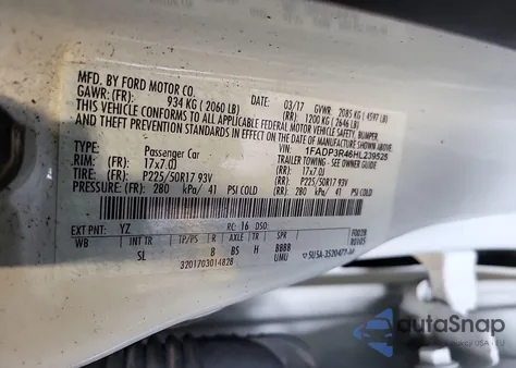 2017 Ford Focus Bev z USA, uszkodzony, nr VIN 1FADP3R46HL239525